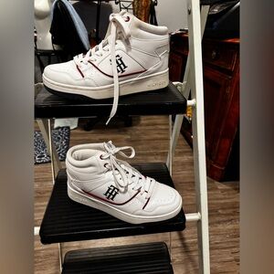 Tommy Hilfiger White and Red High-Top Sneakers
